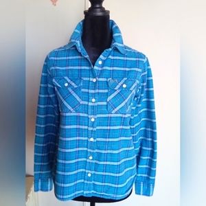 LE TIGRE SMALL BLUE PLAID BUTTON DOWN SHIRT